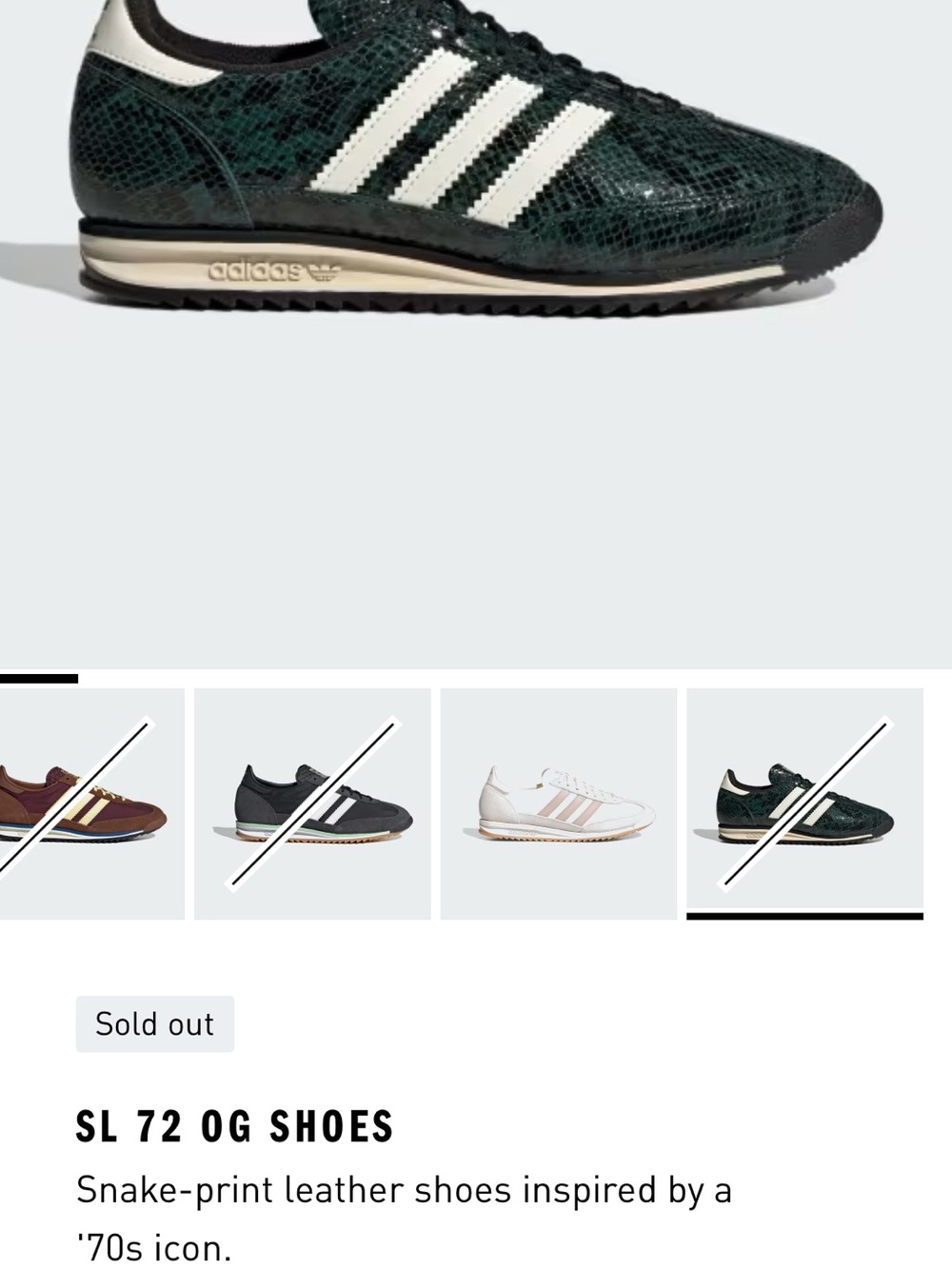 adidas SL 72 OG Sneakers in Dark Green and White